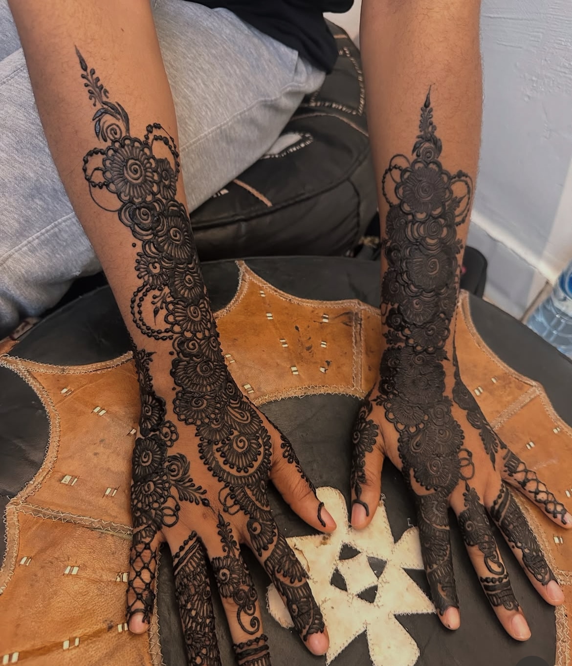 Henna design drawn freehand