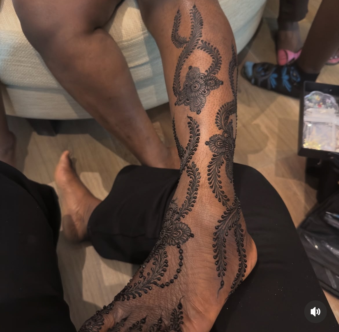 Henna design drawn freehand