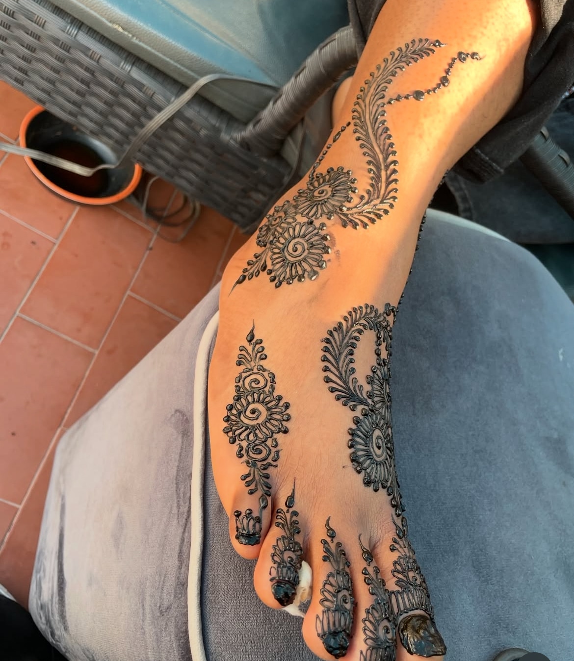 Henna design drawn freehand