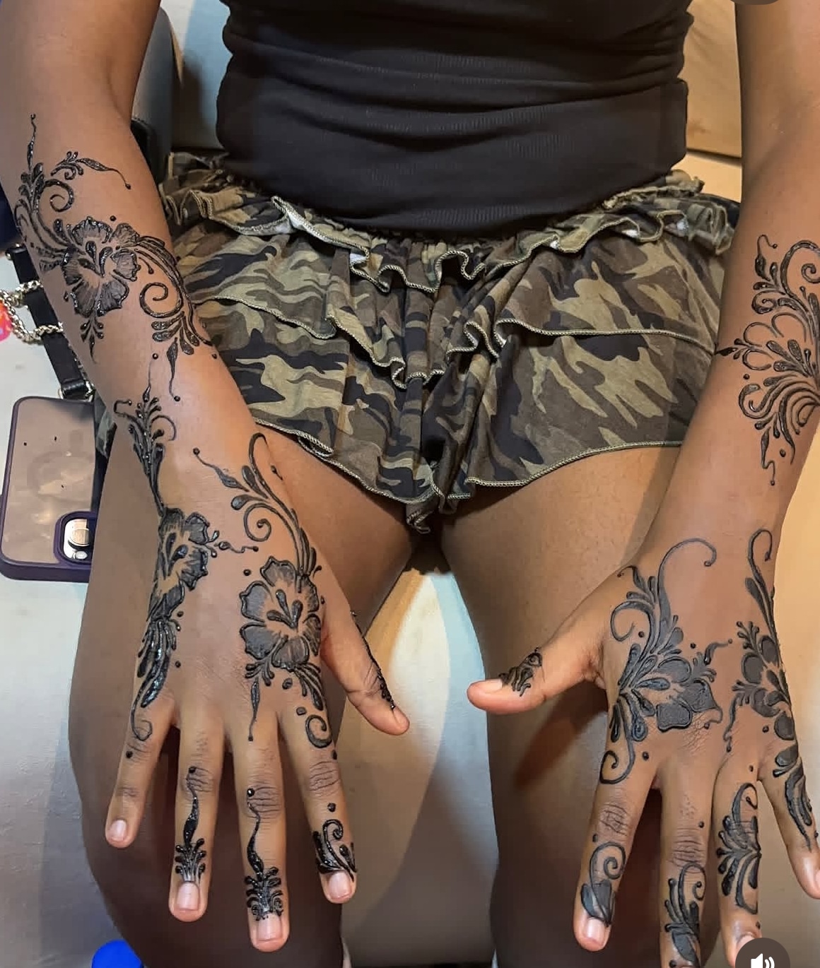 Henna design drawn freehand