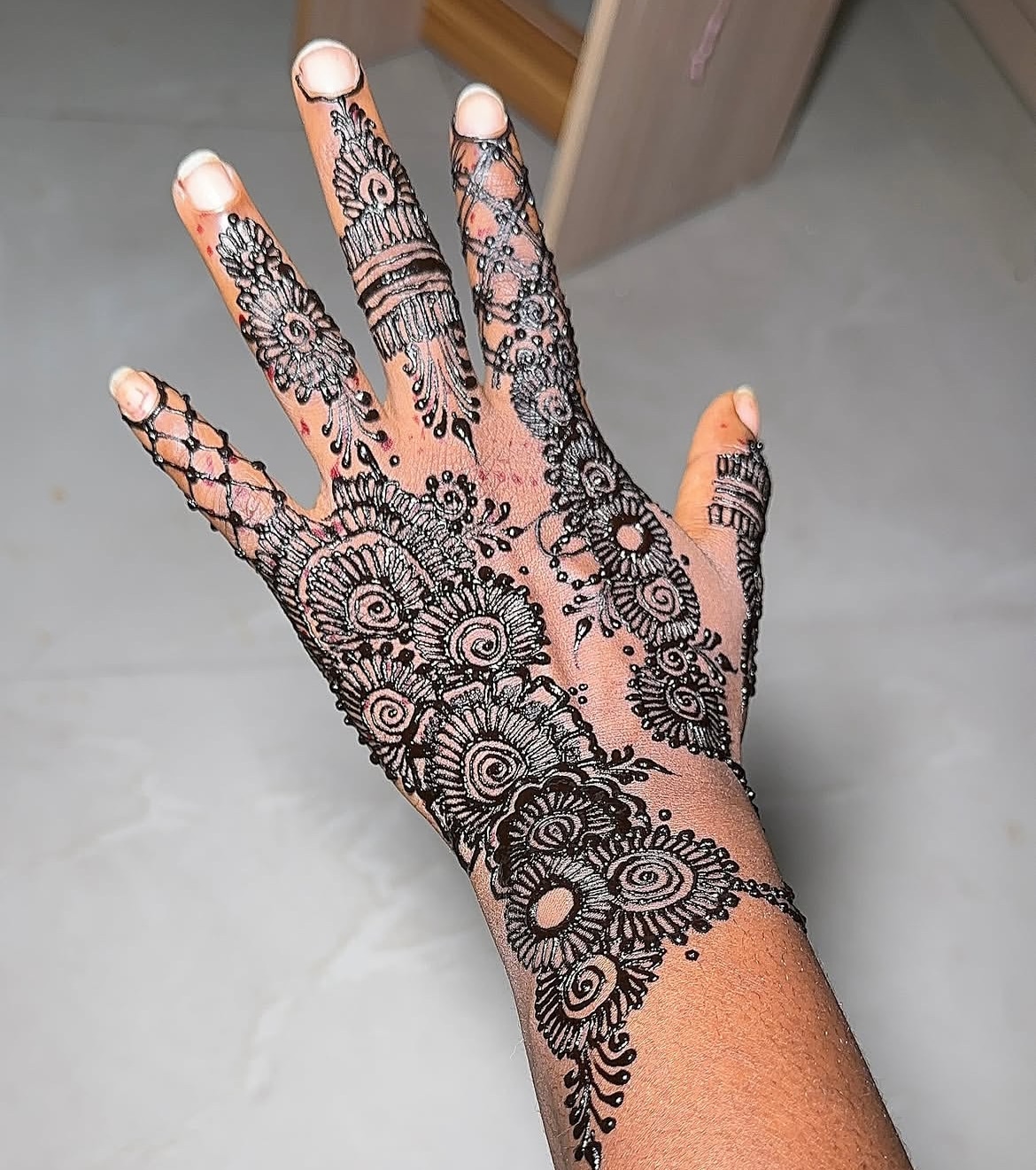 Henna design drawn freehand